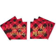 Mud Pie Christmas Buffalo Gingham Red/ Black Plaid Paper Napkin