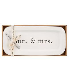 Mud Pie Mr. and Mrs. Ceramic Tray Set