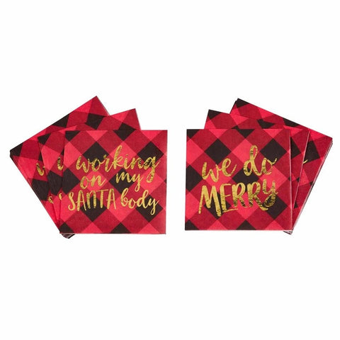Mud Pie Christmas Buffalo Gingham Red/ Black Plaid Paper Napkin