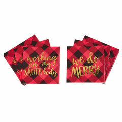 Mud Pie Christmas Buffalo Gingham Red/ Black Plaid Paper Napkin