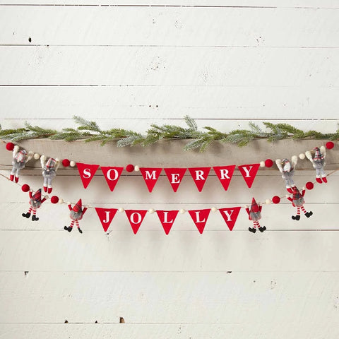 Mud Pie "So Merry" or "Jolly" Gnome Garland