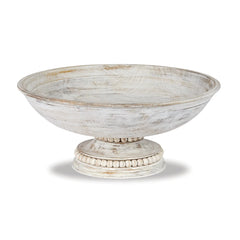 Mud Pie "Beaded Wood Collection" Pedestal Bowl