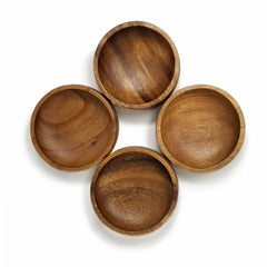 Mel & Ju Acacia Set of 4 Calabash Bowls Size 4" (Round)
