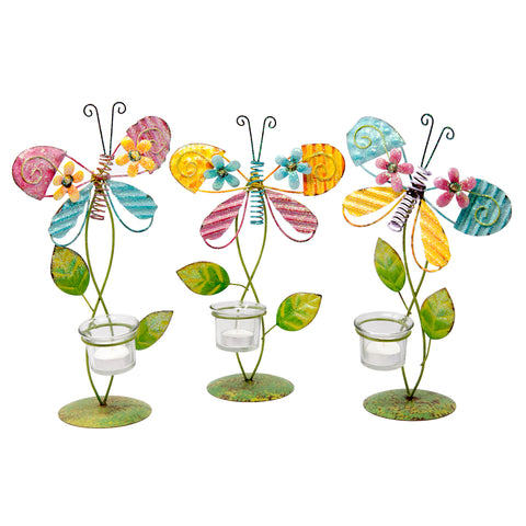 3-Piece Bundle Metal Butterfly Tealight Candle Holders
