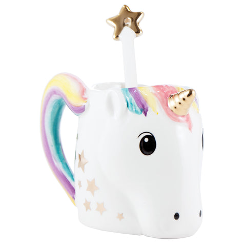 3D Unicorn Shaped Mug W/ Star Stirrer For Gift