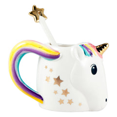 3D Unicorn Shaped Mug W/ Star Stirrer For Gift