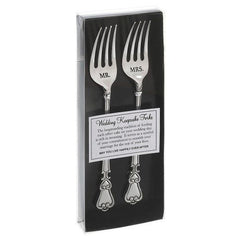 Ganz Elegant Wedding Cake Set Engraved Mr. and Mrs. Silver Serving Forks