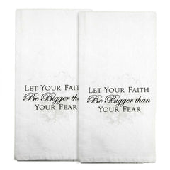 2 Pack:  "Let Your Faith Be Bigger Than Your Fear" Tea Towels by Manual Woodworkers | Inspirational Kitchen Decor