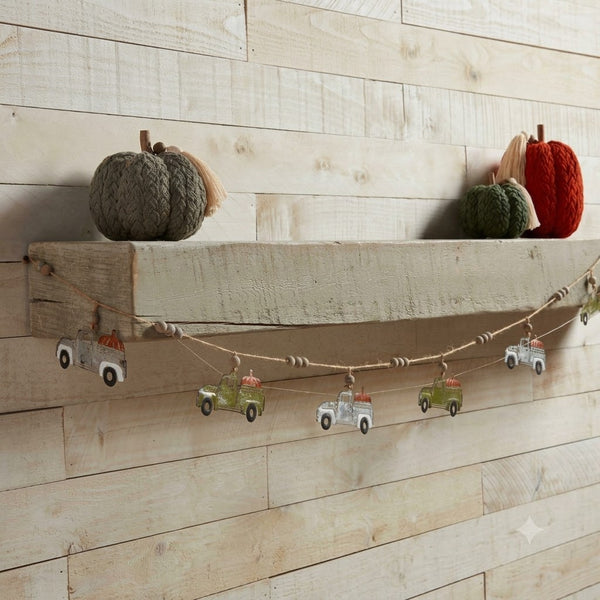60" Farmhouse Tin Pickup Truck & Pumpkin String Garland by burton + BURTON