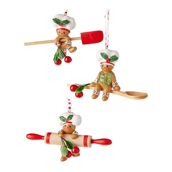 Kurt S. Adler 4" Gingerbread Baking Tool Ornament Set (3pc) – Sweet Holiday Kitchen Décor