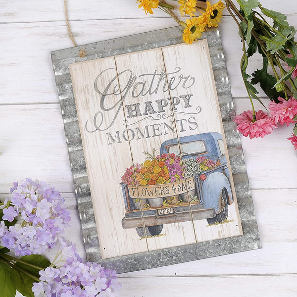 Blossom Bucket | “Gather Happy Moments” Sign with Truck (191-39376)