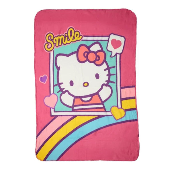 Northwest Sanrio Hello Kitty Rainbow Throw Blanket – Soft 45"x60" Cozy Kids & Fans Blanket