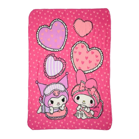 Northwest Sanrio Kuromi & My Melody Throw Blanket – 45"x60" Pink Hearts Cozy Girls Blanket