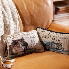 Charming and Cozy: 'Never Trust Anyone Who Doesn’t Like Cats' Decorative Throw Pillow (12.5 x 8.5-Inch)