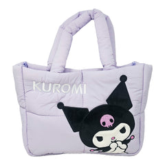 Official Sanrio Down-Filled Fabric Puffer Lunch Bag Tote bag (Kuromi)