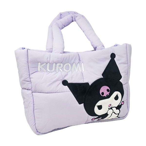 Official Sanrio Down-Filled Fabric Puffer Lunch Bag Tote bag (Kuromi)