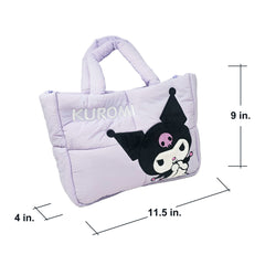 Official Sanrio Down-Filled Fabric Puffer Lunch Bag Tote bag (Kuromi)