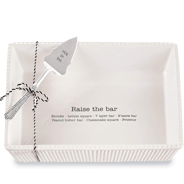 Mud Pie Ceramic Dessert Bar Baker Set with Server | "Raise the Bar" Baking Dish