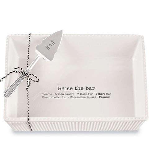 Mud Pie Ceramic Dessert Bar Baker Set with Server | "Raise the Bar" Baking Dish