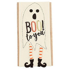 Halloween Sequin PILLOW WRAP- Ghost w dangle legs "Boo! to you"-by Mud Pie