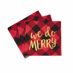 Mud Pie Christmas Buffalo Gingham Red/ Black Plaid Paper Napkin