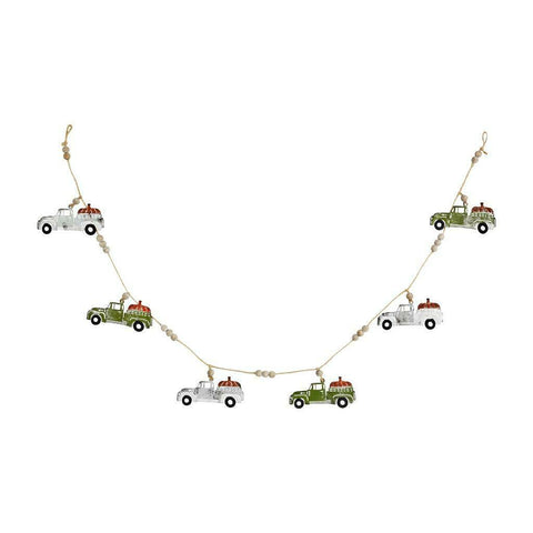 Mud Pie Retro Tin Pickup Truck with Pumpkins  60"  Garland