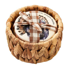 Mud Pie Thanksgiving Ceramic Coaster With Holder