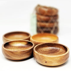 Mel & Ju Acacia Set of 4 Calabash Bowls Size 4" (Round)