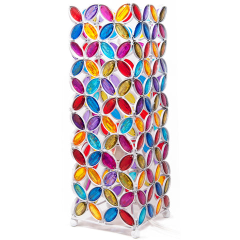 Gorgeous Acrylic Multi-Colored Mosaic Leaf Bead Metal Table Lamp