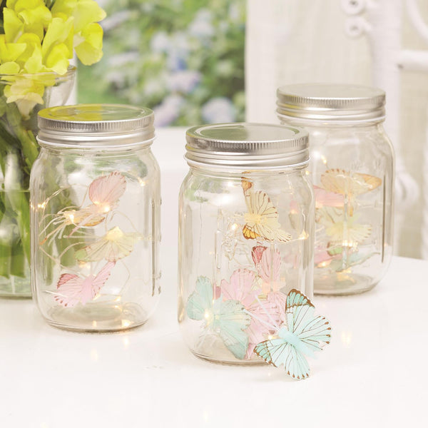 Twos Company Fairy Glass Jar With Butterfly LED String Lights