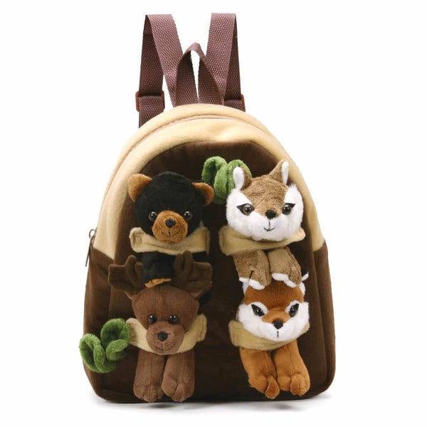 Unipak 11" Forest Animal Backpack with 4 Plush Forest Animals